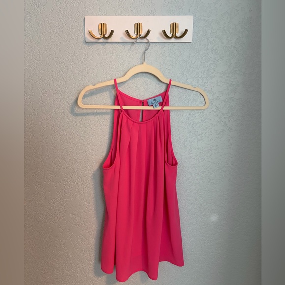 CeCe Tops - CeCe Vibrant Pink Sleeveless Blouse